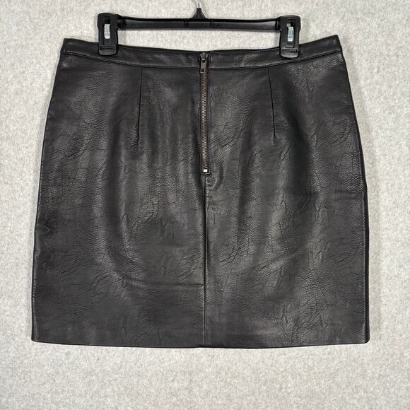 Jean Pascale Skirt Size 12 Mini Faux Leather Floral Embroidered Moto Witchy Boho - Picture 11 of 13